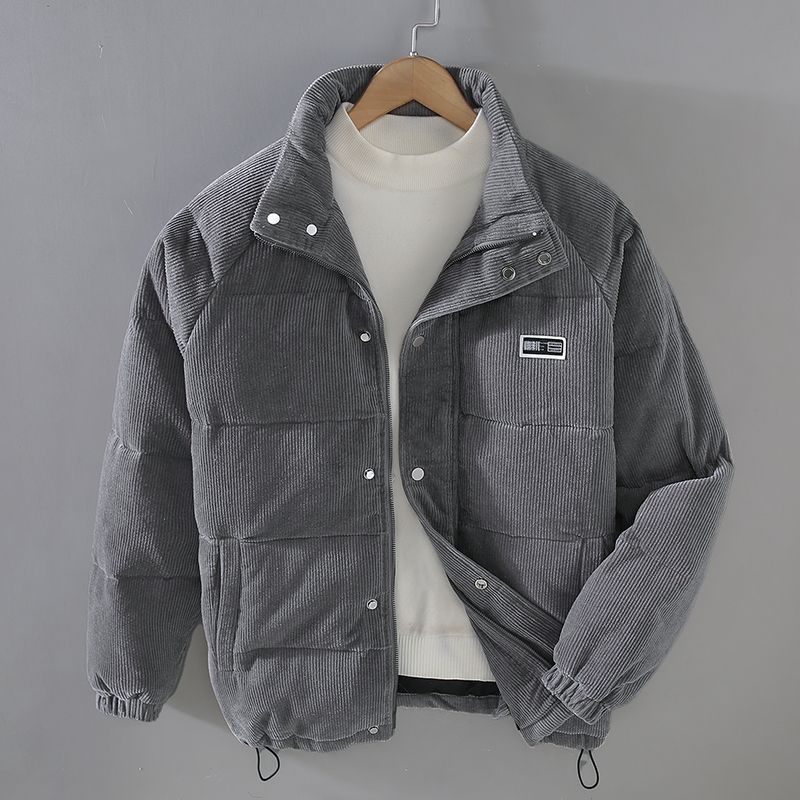 Corduroy jacket in khaki, front view