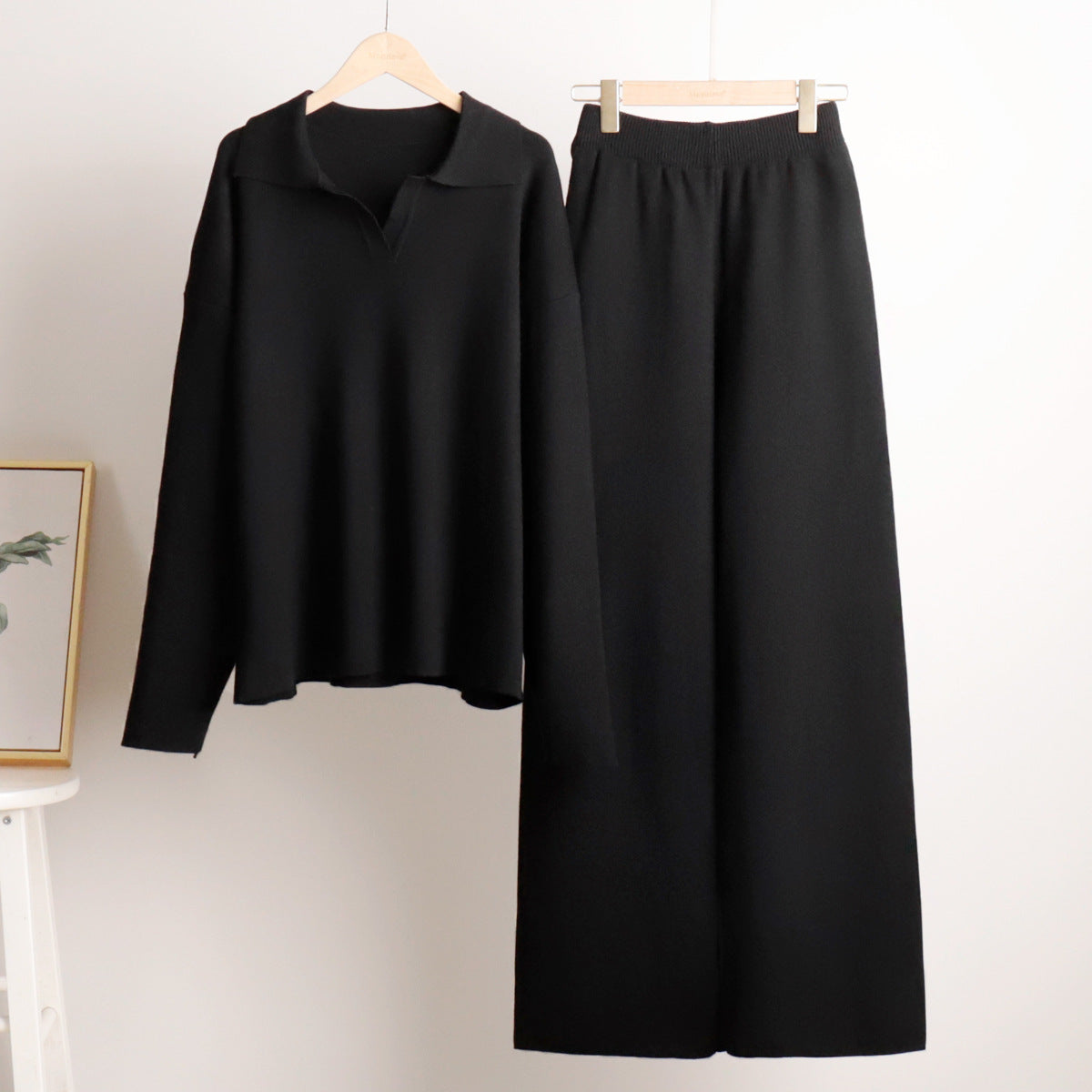 Trouser Set Polo Jumper Wide Leg