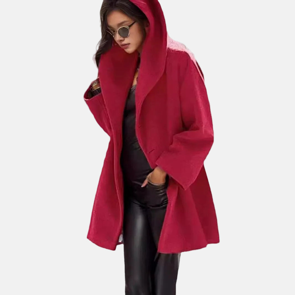 Hooded Coat Oversized Thigh Length Warmth