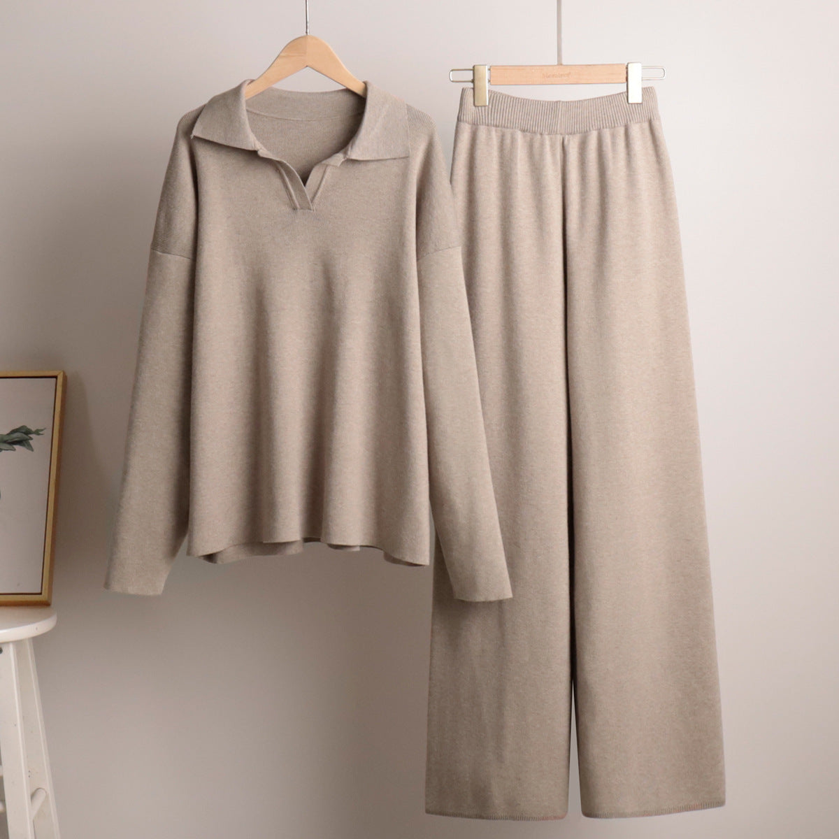 Trouser Set Polo Jumper Wide Leg
