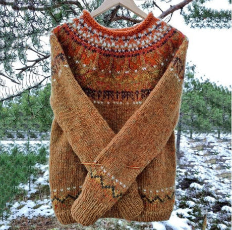 Icelandic Knit Sweater - Relaxed Vintage Layering