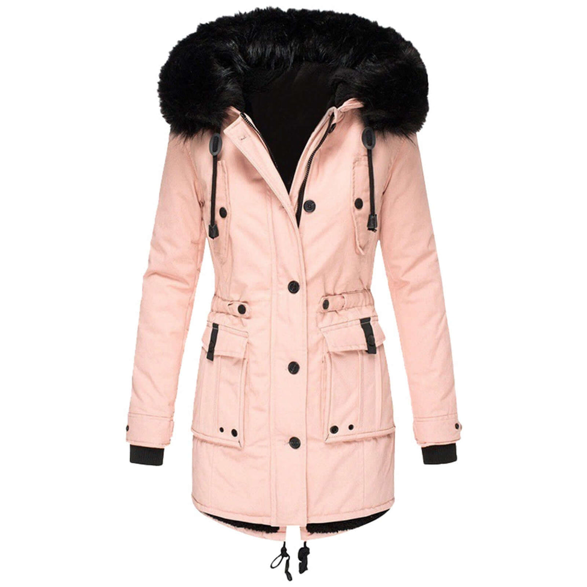Winter Coat Thick Padding Multiple Pockets