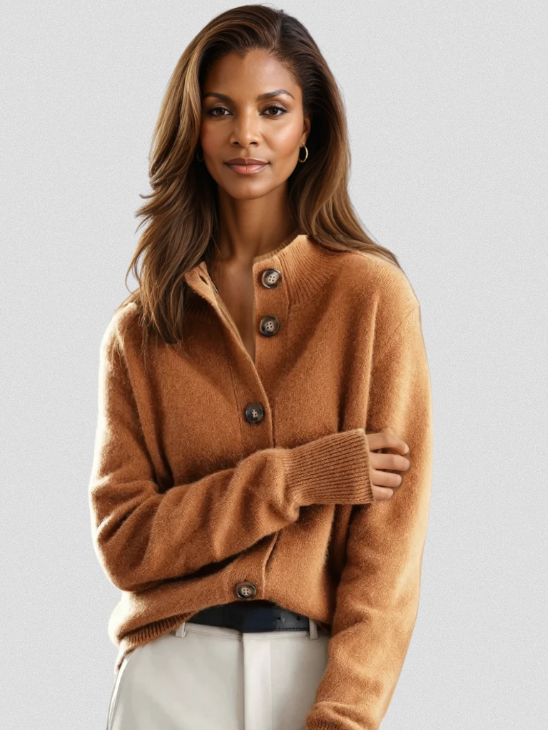 Button Cardigan Collared Soft Knit Relaxed