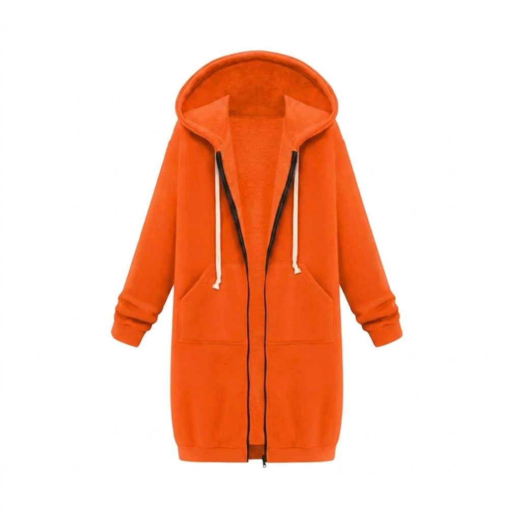 Hoodie Longline Full Zip Patch Pockets