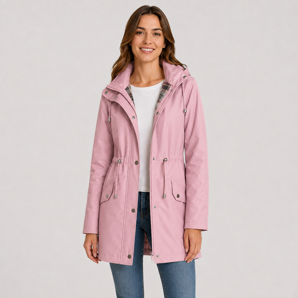 Lightweight Hooded Jacket Cinched Waist