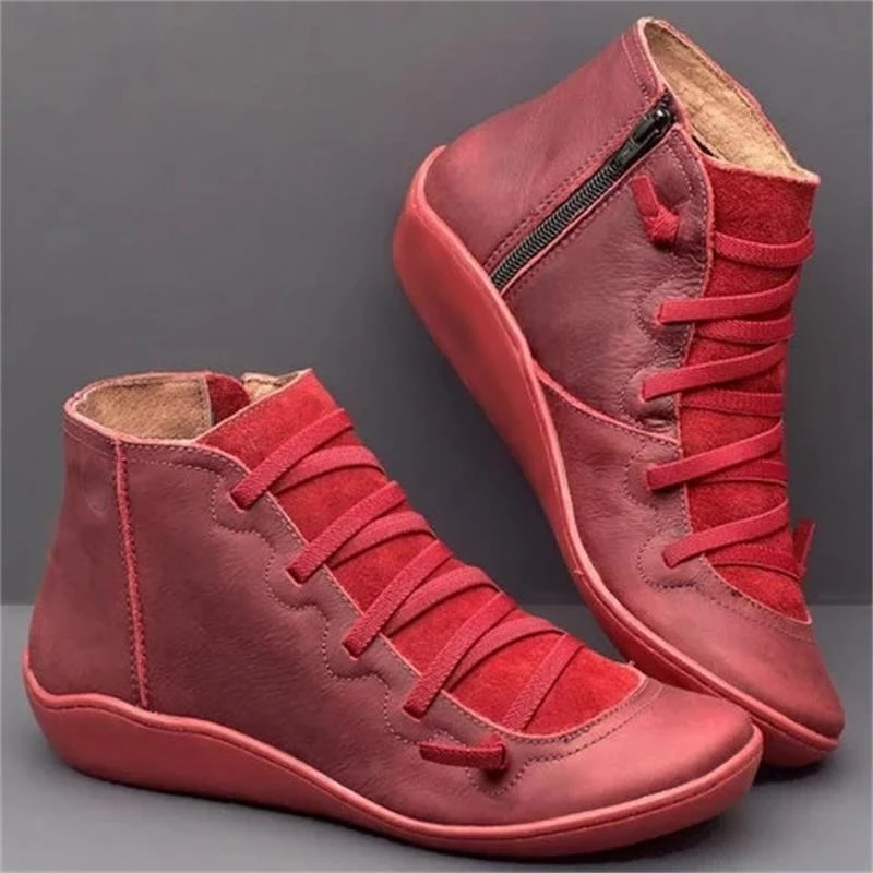 Ankle Boots Leather-Look Barefoot Flat Sole