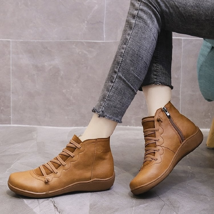Ankle Boots Leather-Look Barefoot Flat Sole