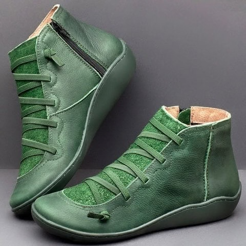Ankle Boots Leather-Look Barefoot Flat Sole