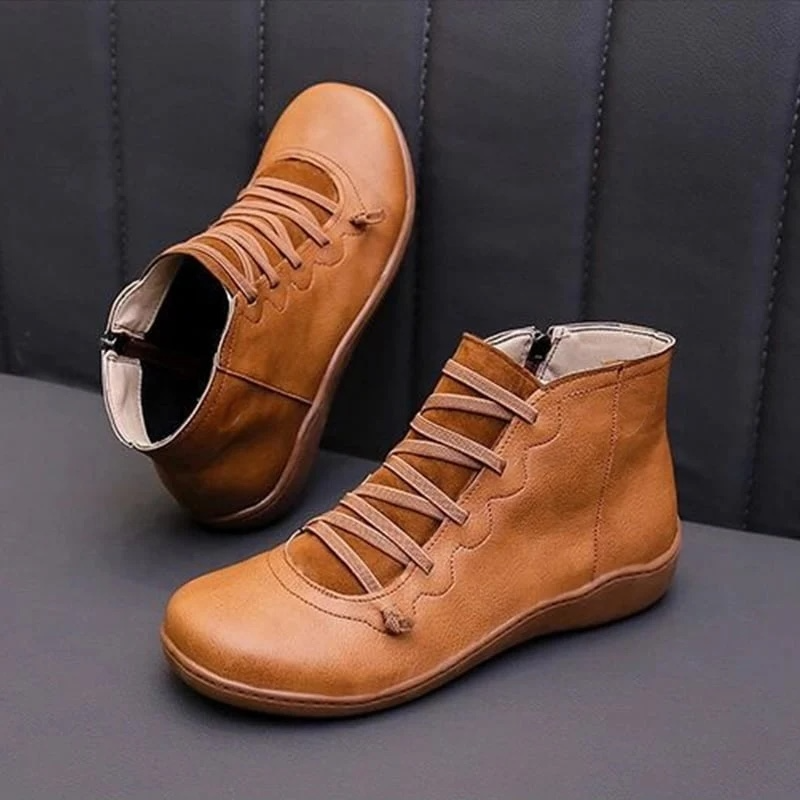 Ankle Boots Leather-Look Barefoot Flat Sole