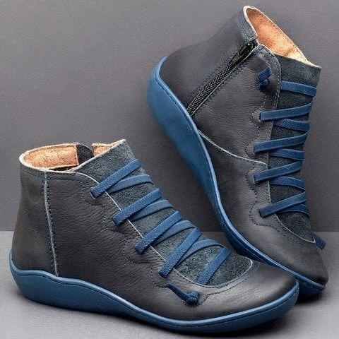 Ankle Boots Leather-Look Barefoot Flat Sole