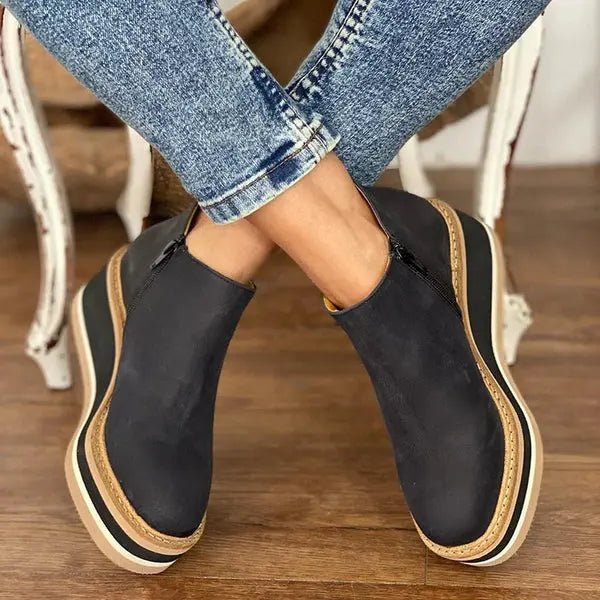 Ankle Boots Platform Wedge Side Zip