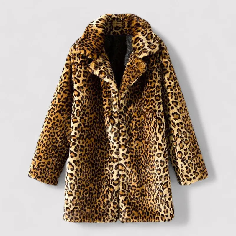 Coat Faux Fur Leopard Print Quilted
