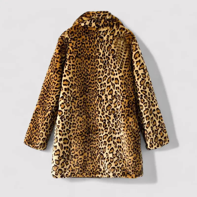 Coat Faux Fur Leopard Print Quilted