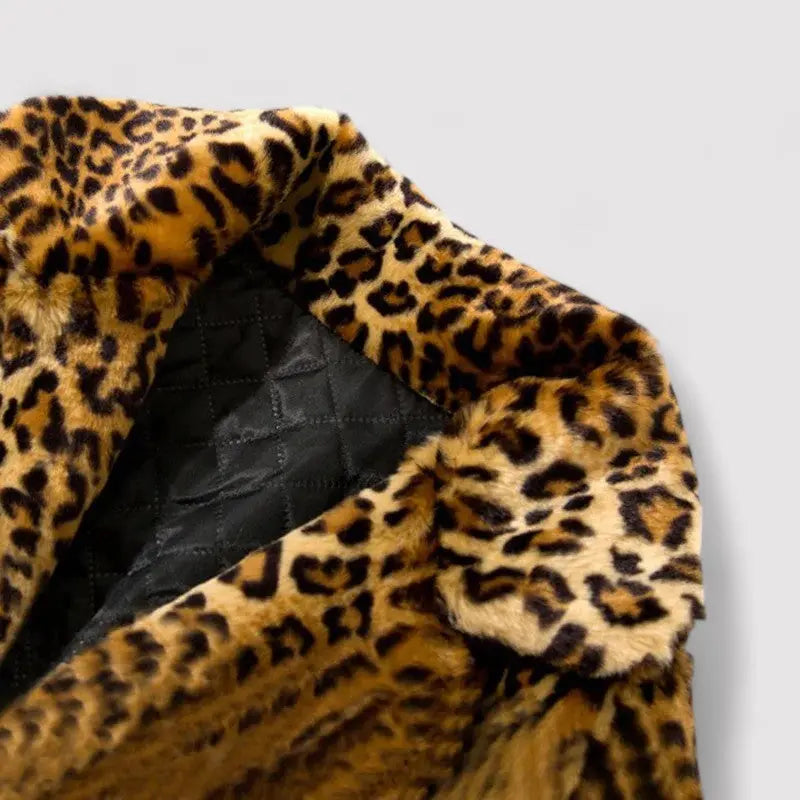 Coat Faux Fur Leopard Print Quilted