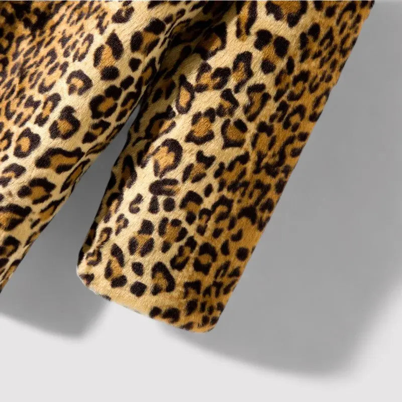 Coat Faux Fur Leopard Print Quilted