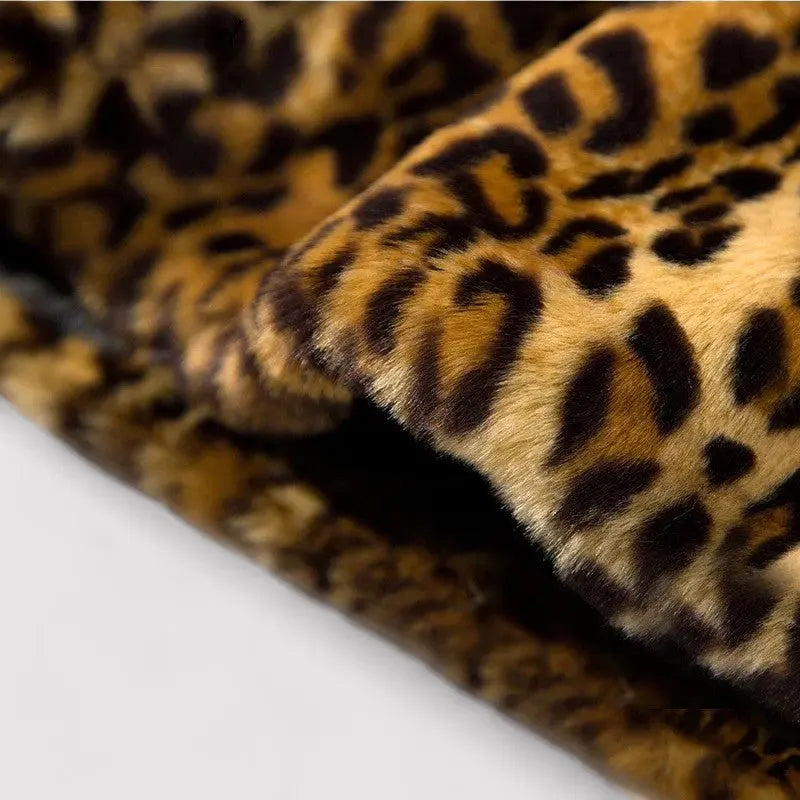 Coat Faux Fur Leopard Print Quilted