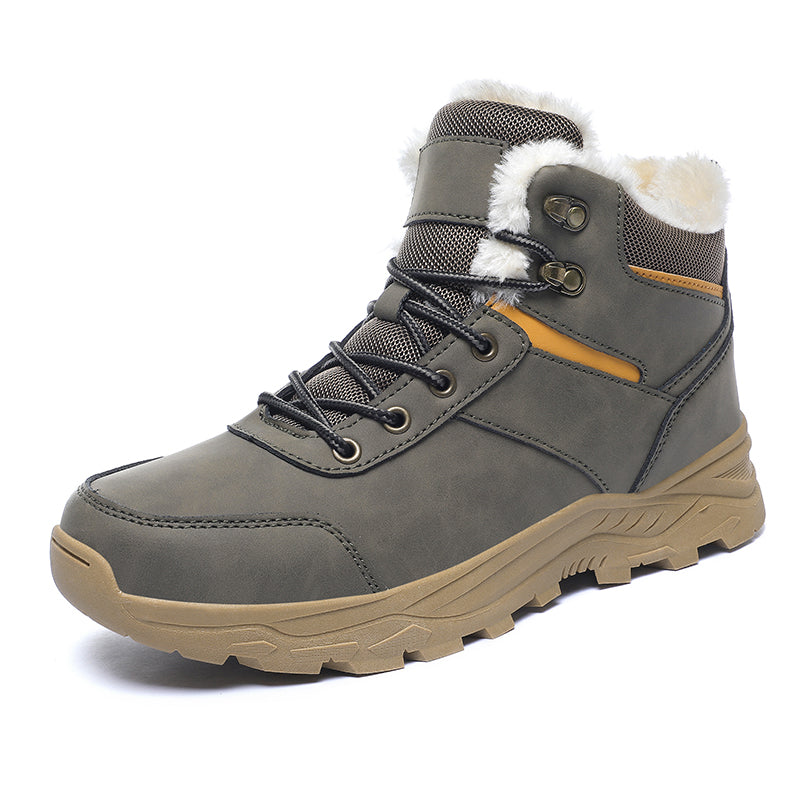 Winter Boots Leather-Look Waterproof Lace-Up