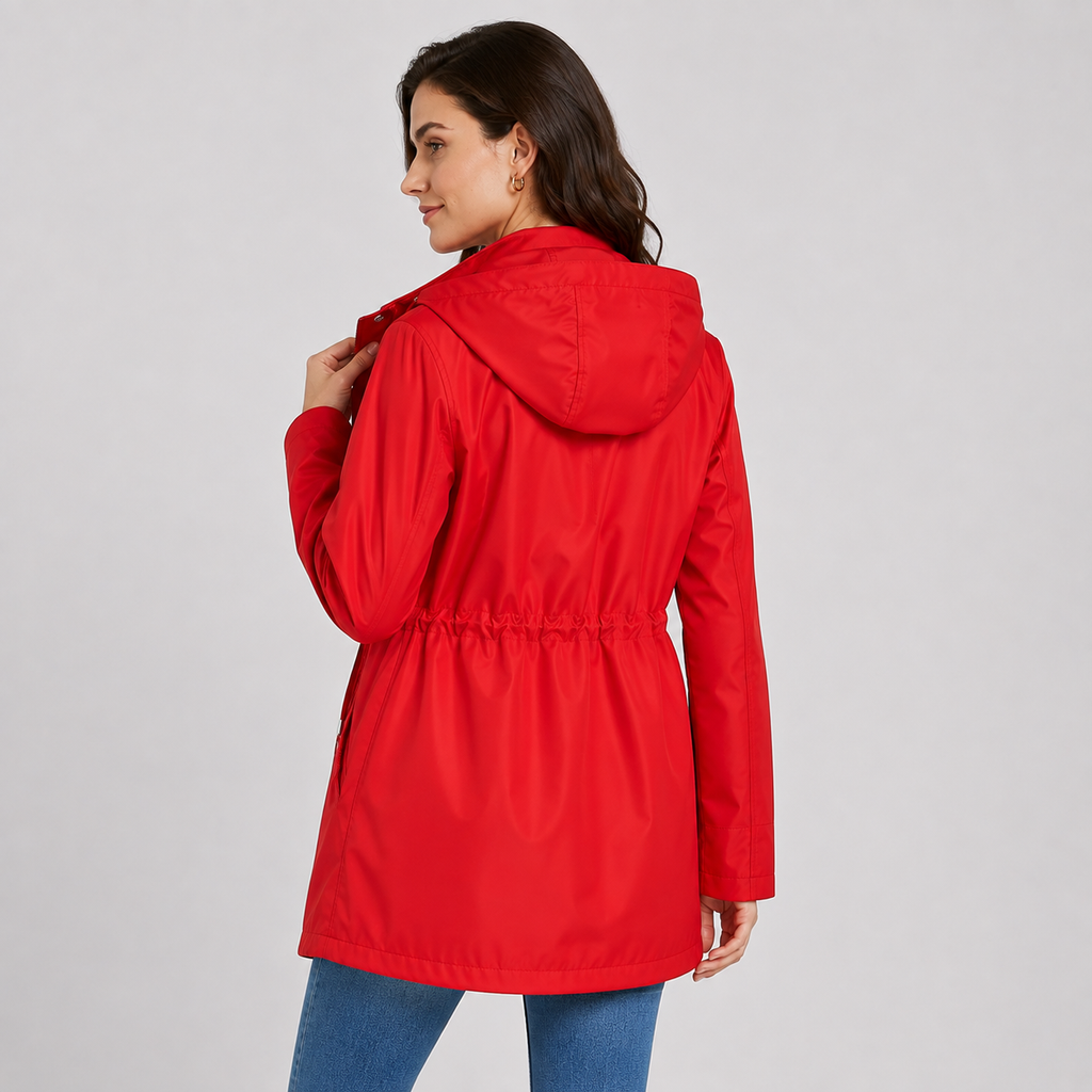 Lightweight Hooded Jacket Cinched Waist