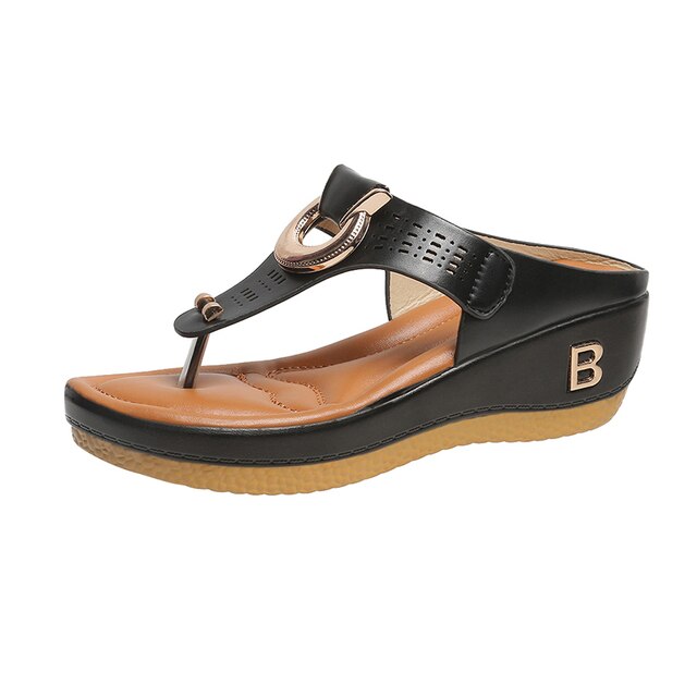 Orthopedic Leather Sandals with Cushioned Sole