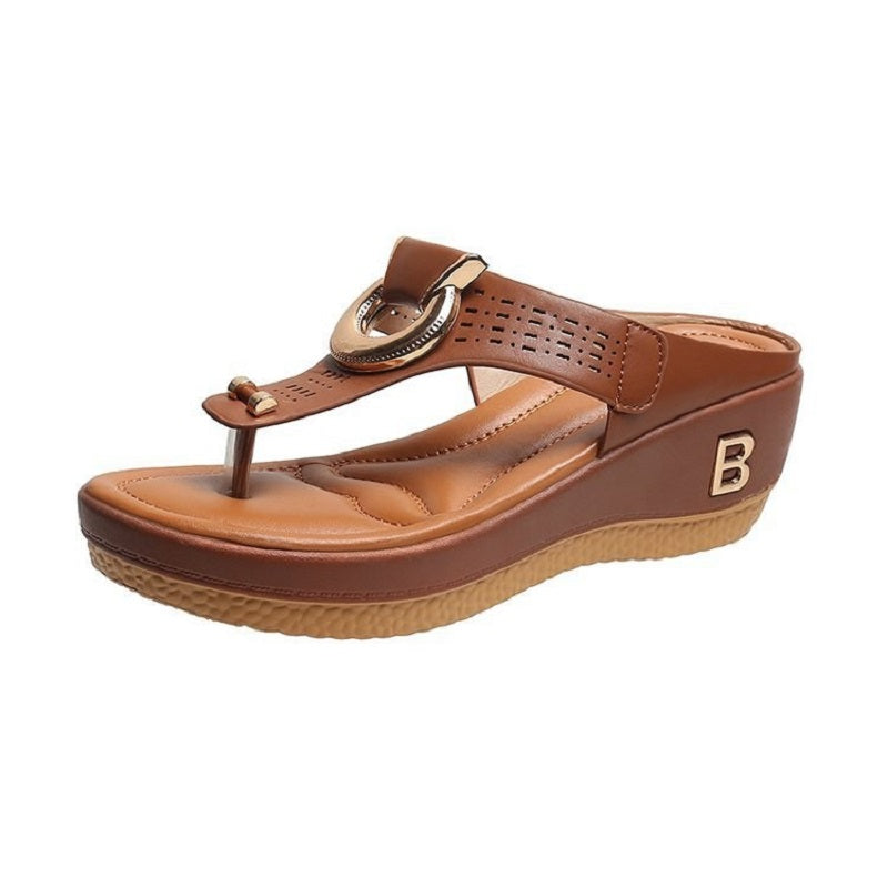Orthopedic Leather Sandals with Cushioned Sole