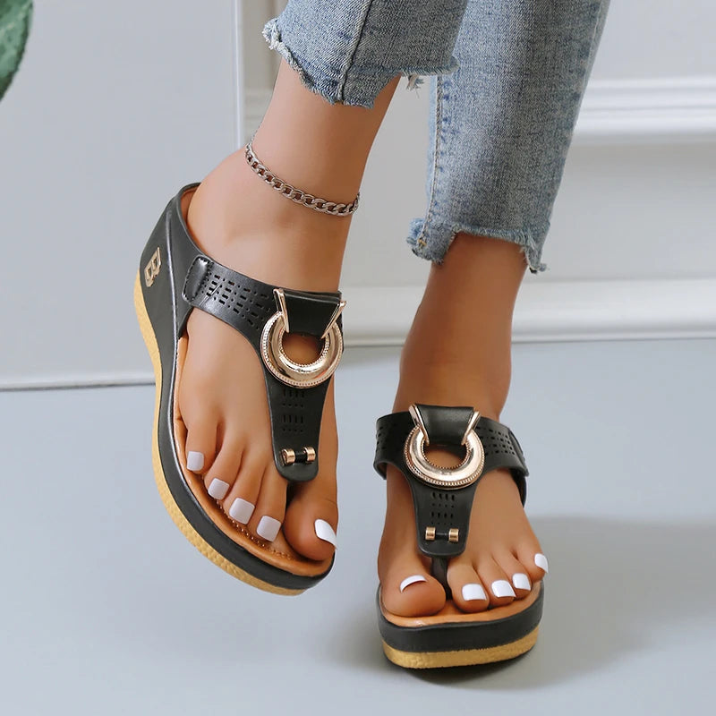 Orthopedic Leather Sandals with Cushioned Sole
