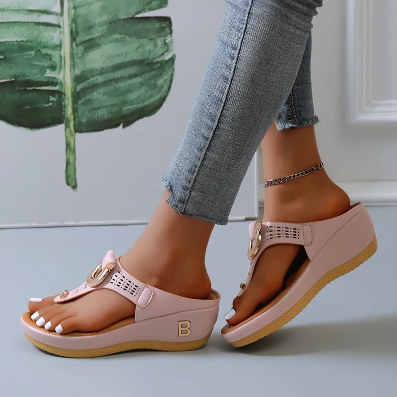 Orthopedic Leather Sandals with Cushioned Sole