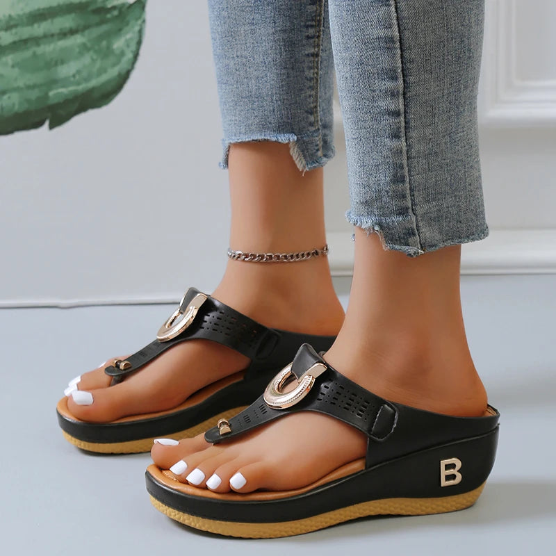 Orthopedic Leather Sandals with Cushioned Sole