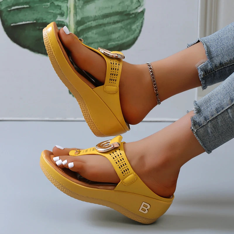 Orthopedic Leather Sandals with Cushioned Sole