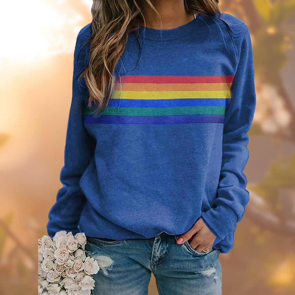 Striped Crew Neck Sweatshirt - Relaxed Fit