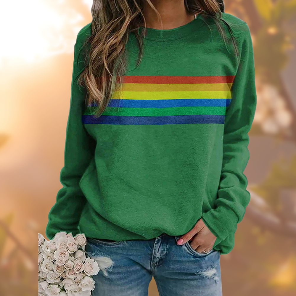 Striped Crew Neck Sweatshirt - Relaxed Fit