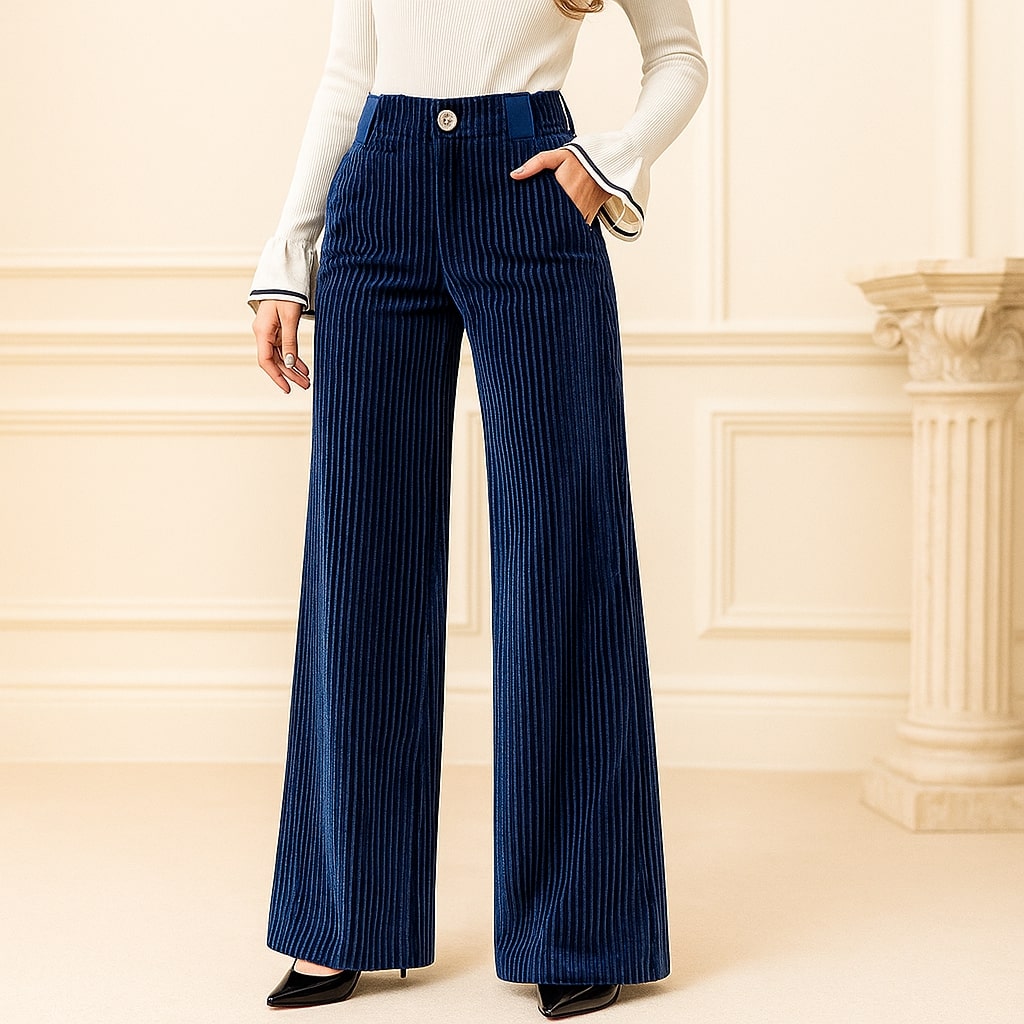 High Waist Corduroy Wide Leg Trousers