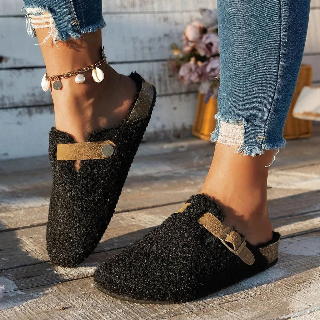 Sheepskin-Look Wool Slippers (Women)