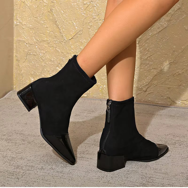 Heeled Ankle Boots With Suede-Look