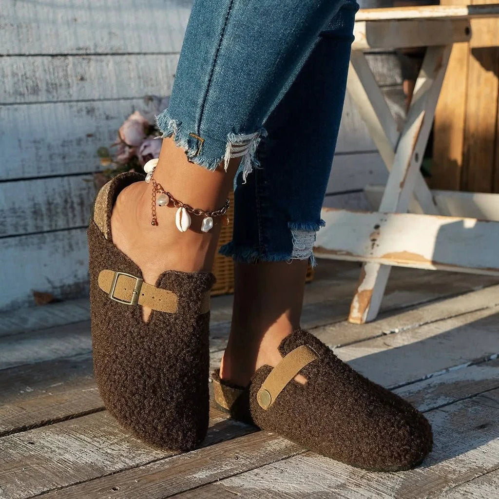 Sheepskin-Look Wool Slippers (Women)