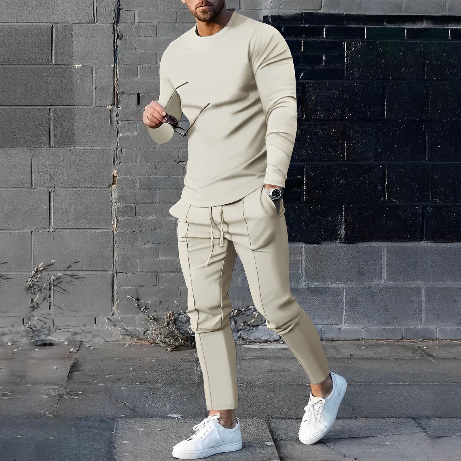 Tracksuit Set Long-Sleeve Top and Jogger Bottoms