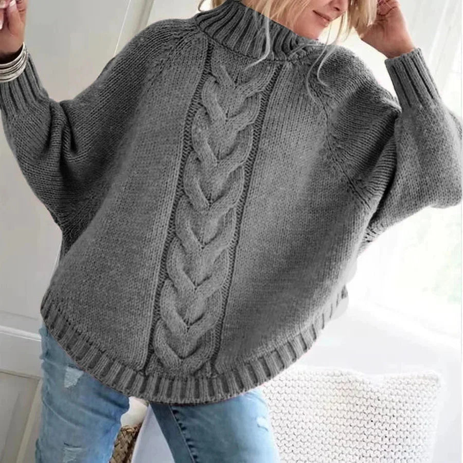Cable Knit Mock Neck Jumper