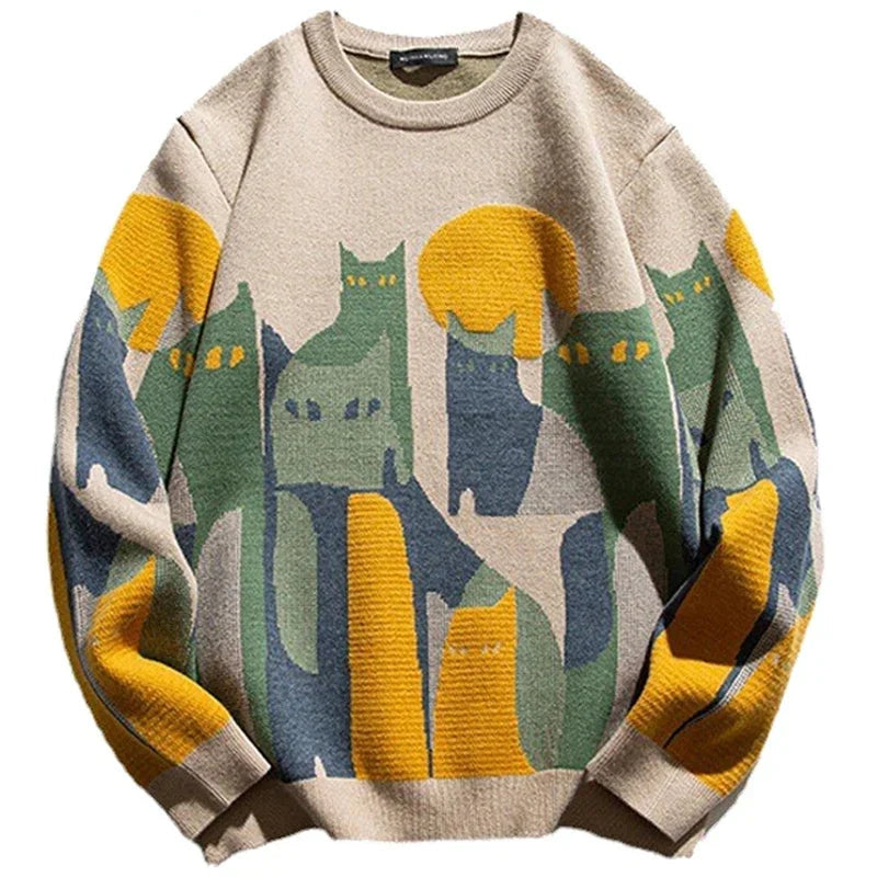 Printed Knit Jumper Oversized Ribbed Trims