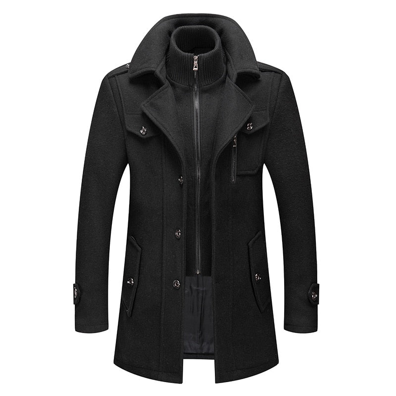 Wool Blend Overcoat High Collar Insulated