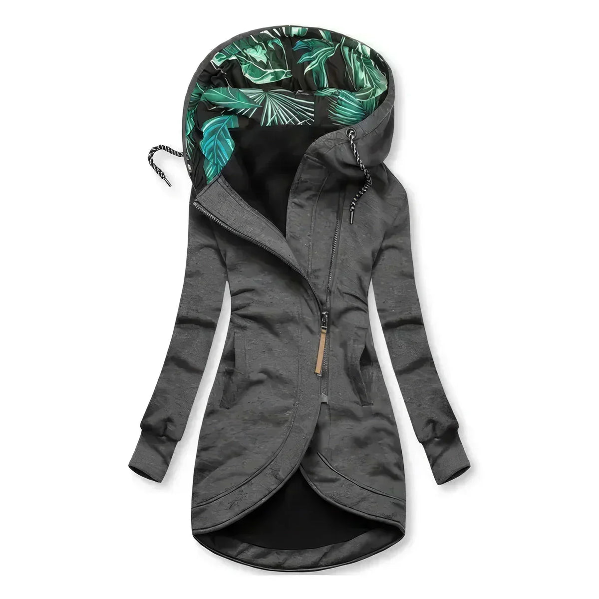 Hooded Jacket – Asymmetric Zip Design
