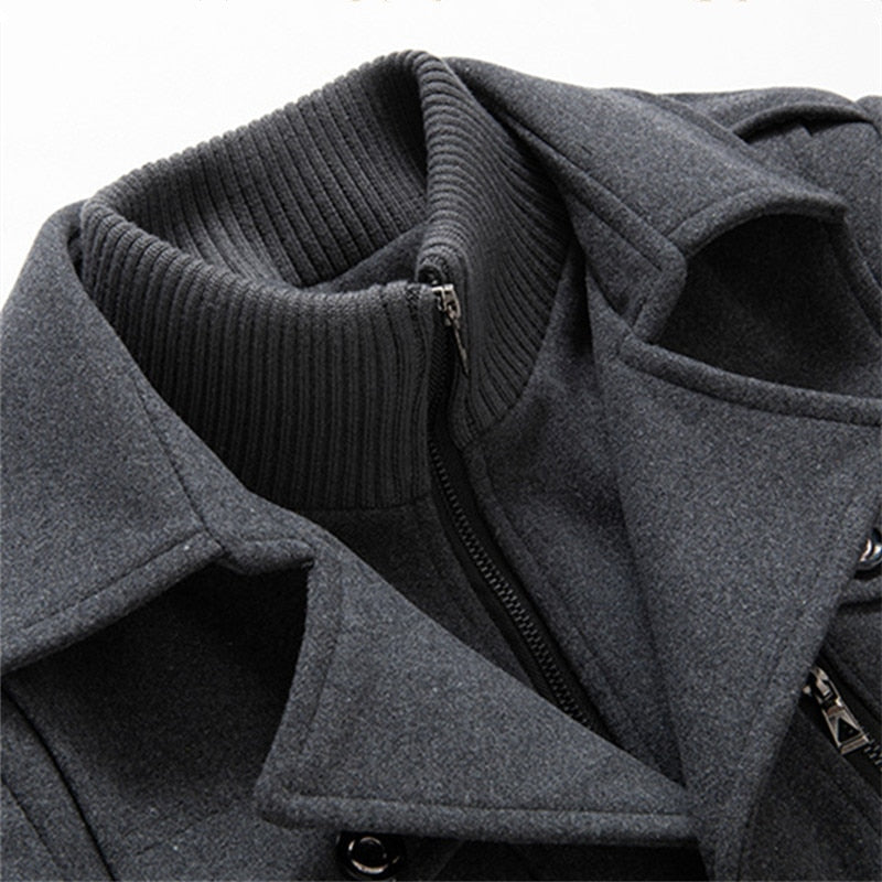 Wool Blend Overcoat High Collar Insulated
