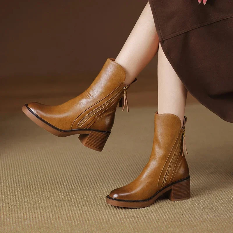 Leather Look Ankle Boots
