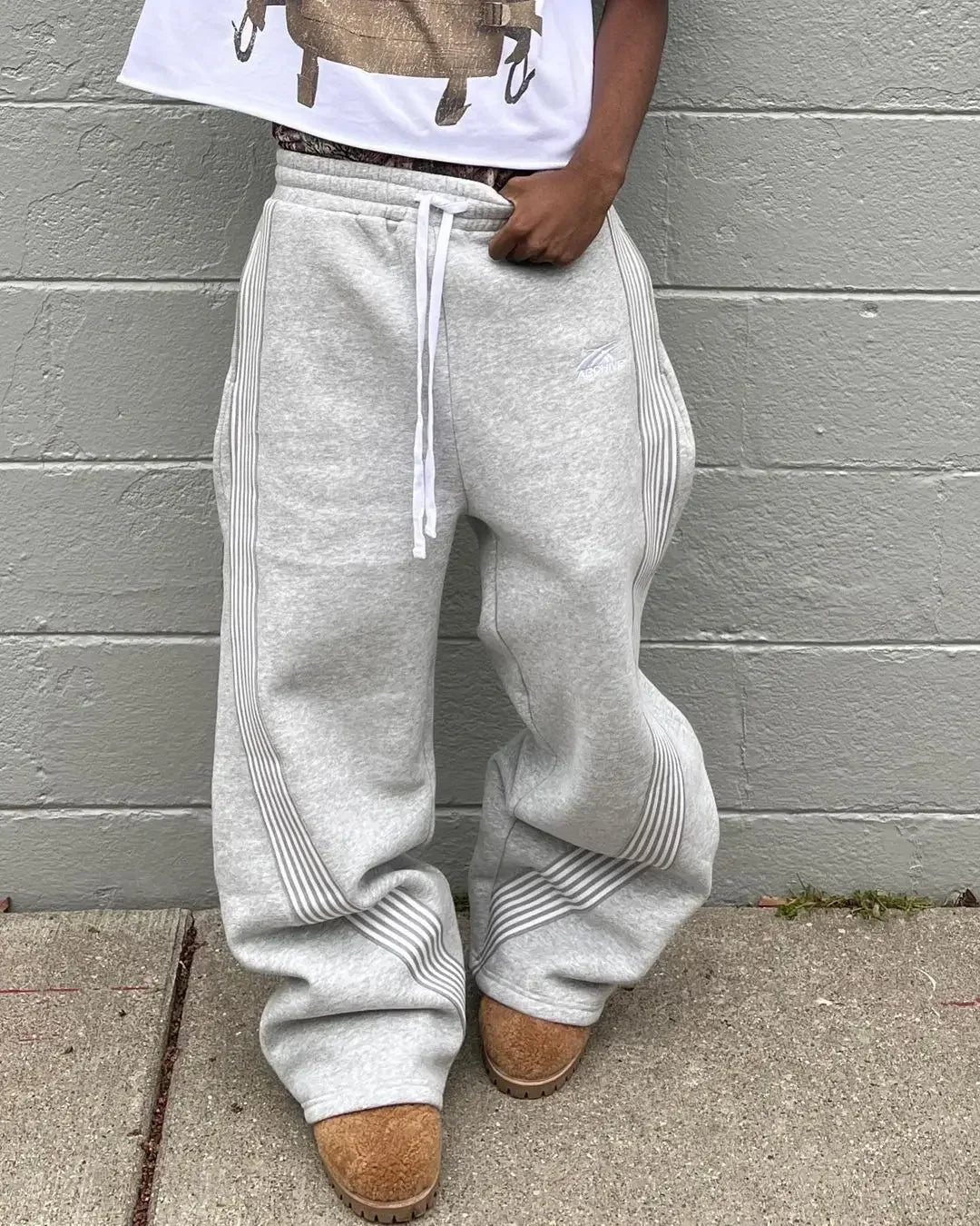 Striped Sweatpants Heavyweight Wide Leg