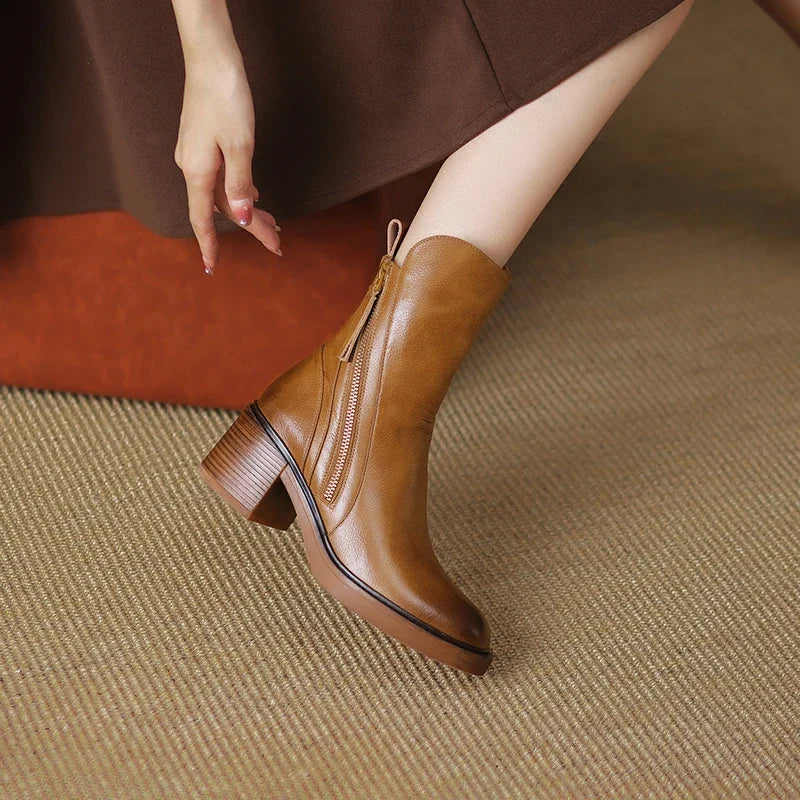 Premium Leather Ankle Boots - Elegant Timeless Style
