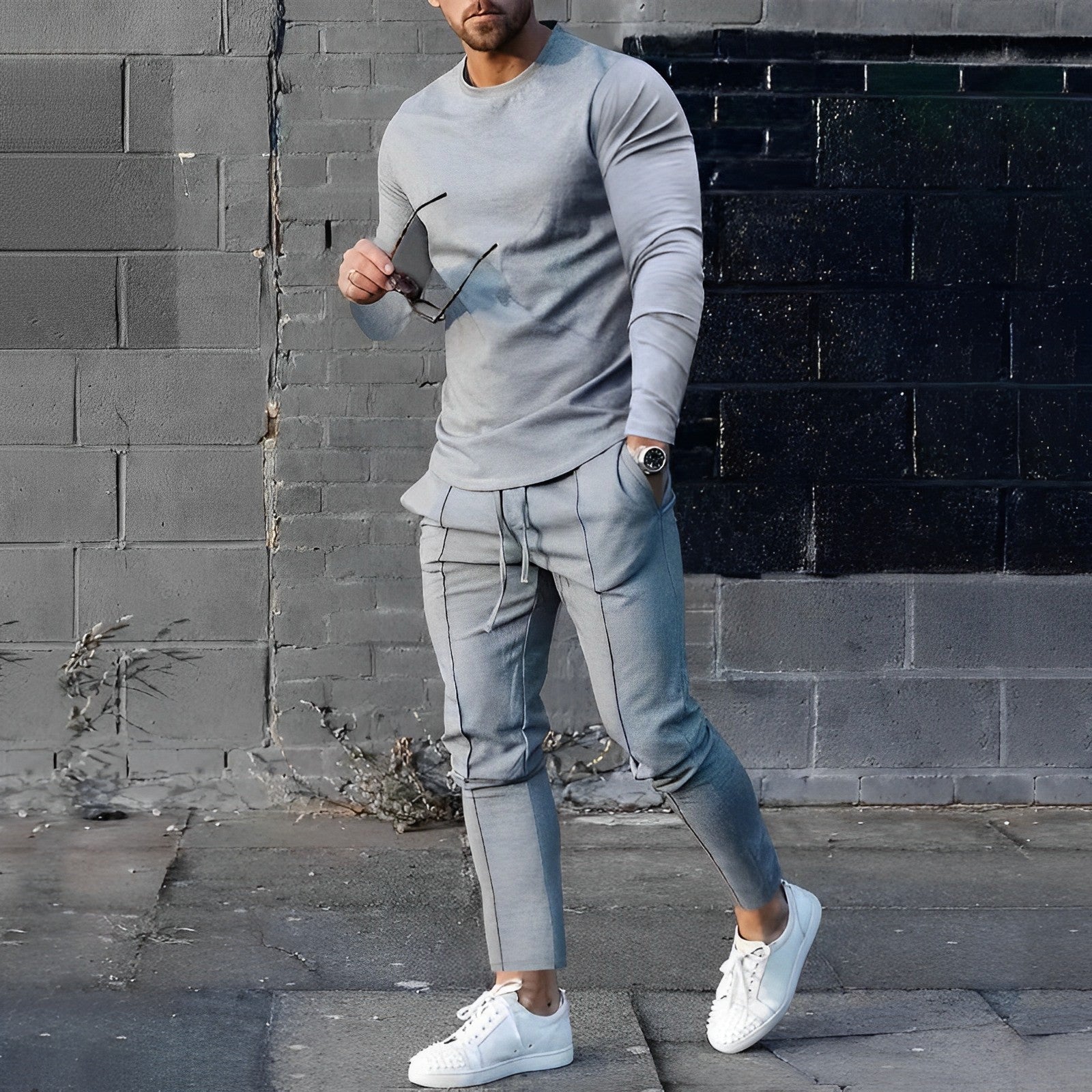 Tracksuit Set Long-Sleeve Top and Jogger Bottoms