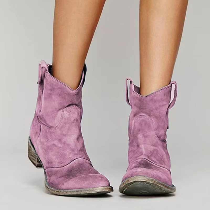 Ankle Boots Western Pointed Toe Slip On