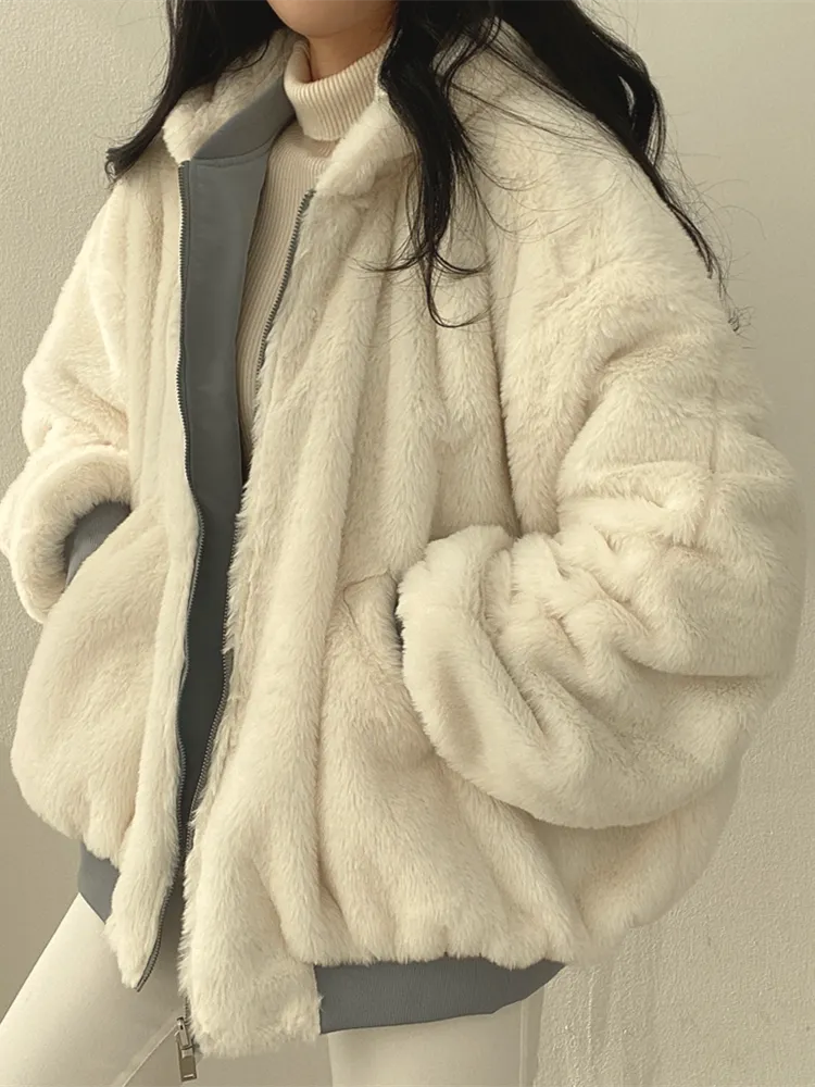 Reversible Winter Jacket Shearling Lined Warm