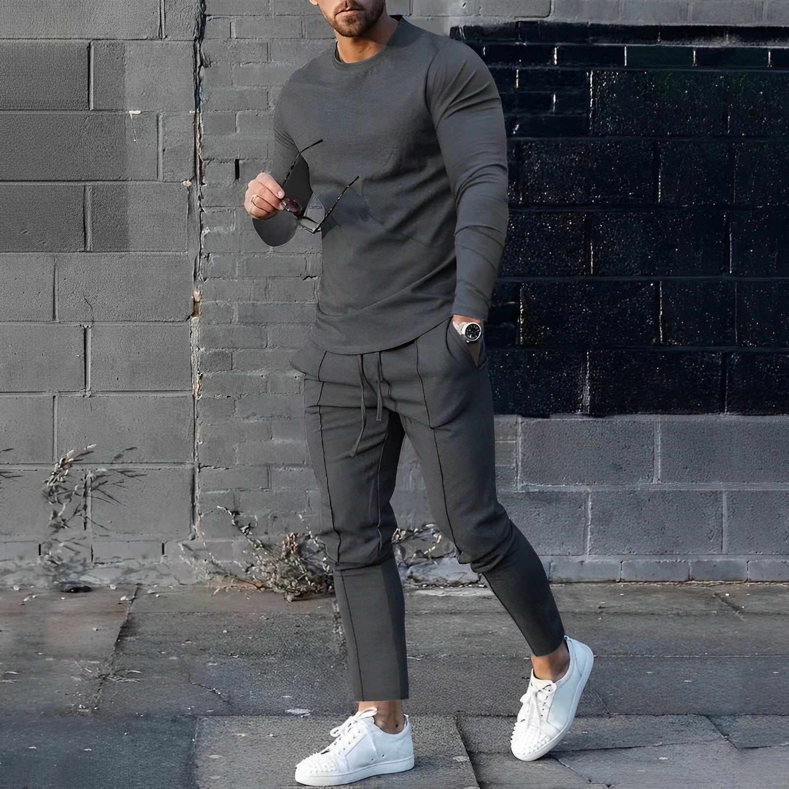Tracksuit Set Long-Sleeve Top and Jogger Bottoms