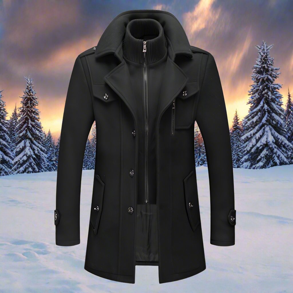 Wool Blend Overcoat High Collar Insulated