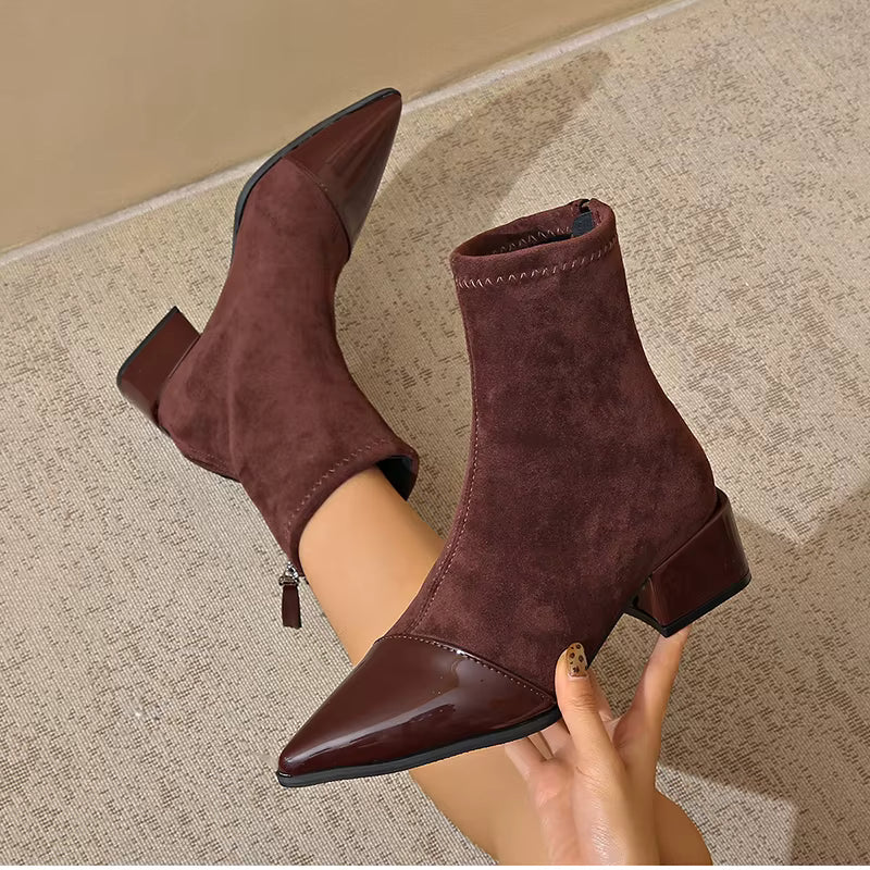 Heeled Ankle Boots With Suede-Look