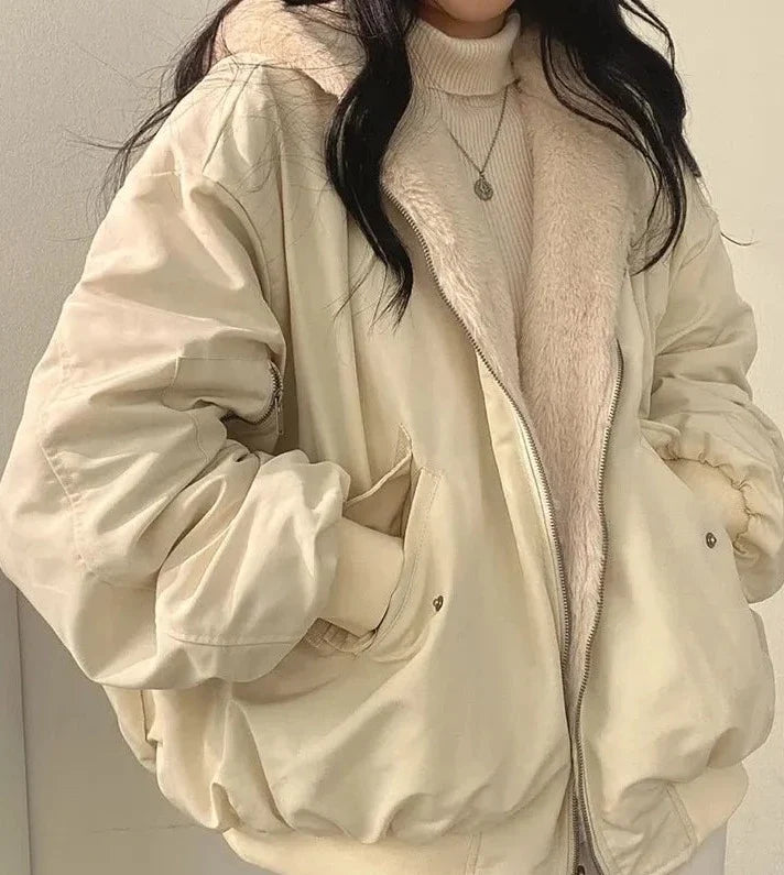 Reversible Winter Jacket Shearling Lined Warm